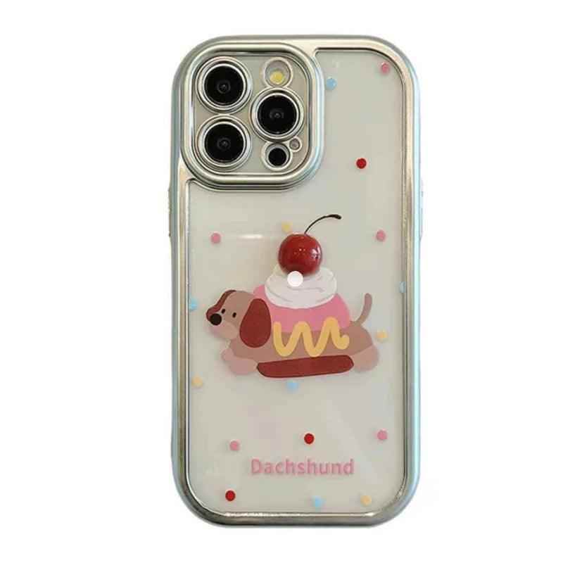Cute Phone Cases: Kawaii Dachshund Puppy Transparent Case for iPhone 15-11 Pro Max - TSP303 - Touchy Style