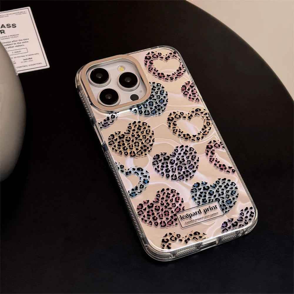 Cute Phone Cases: Leopard Print Love Heart IMD Silicone for iPhone 12-15 Pro Max - TSP299 - Touchy Style