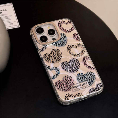 Cute Phone Cases: Leopard Print Love Heart IMD Silicone for iPhone 12-15 Pro Max - TSP299 - Touchy Style