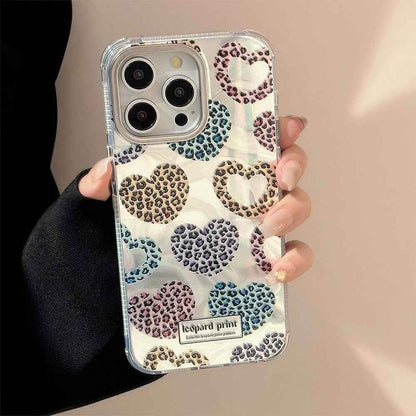 Cute Phone Cases: Leopard Print Love Heart IMD Silicone for iPhone 12-15 Pro Max - TSP299 - Touchy Style