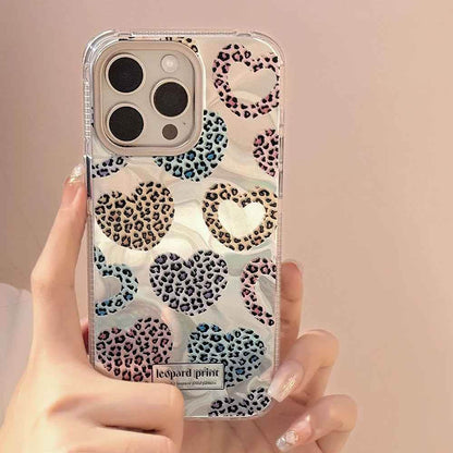 Cute Phone Cases: Leopard Print Love Heart IMD Silicone for iPhone 12-15 Pro Max - TSP299 - Touchy Style