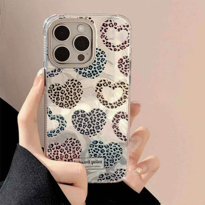 Cute Phone Cases: Leopard Print Love Heart IMD Silicone for iPhone 12-15 Pro Max - TSP299 - Touchy Style