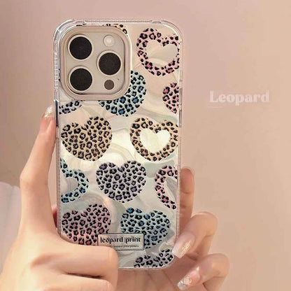Cute Phone Cases: Leopard Print Love Heart IMD Silicone for iPhone 12-15 Pro Max - TSP299 - Touchy Style