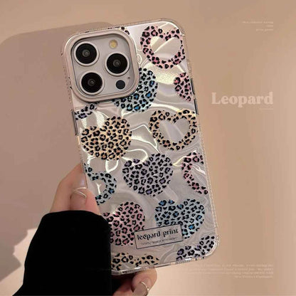 Cute Phone Cases: Leopard Print Love Heart IMD Silicone for iPhone 12-15 Pro Max - TSP299 - Touchy Style
