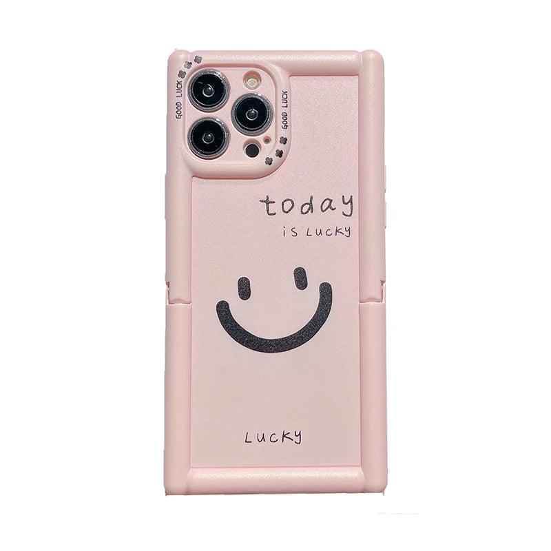 Cute Phone Cases - Lucky Happy Smile Holder Stand Case for iPhone 15/14/13/12 Pro Max - TSP292 - Touchy Style