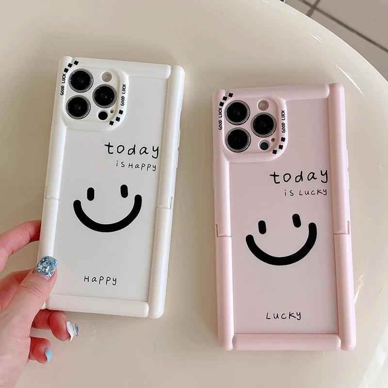 Cute Phone Cases - Lucky Happy Smile Holder Stand Case for iPhone 15/14/13/12 Pro Max - TSP292 - Touchy Style