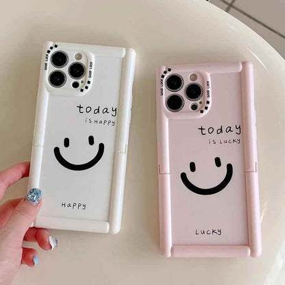 Cute Phone Cases - Lucky Happy Smile Holder Stand Case for iPhone 15/14/13/12 Pro Max - TSP292 - Touchy Style