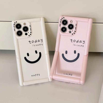 Cute Phone Cases - Lucky Happy Smile Holder Stand Case for iPhone 15/14/13/12 Pro Max - TSP292 - Touchy Style