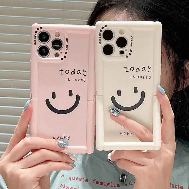 Cute Phone Cases - Lucky Happy Smile Holder Stand Case for iPhone 15/14/13/12 Pro Max - TSP292 - Touchy Style