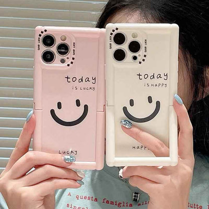 Cute Phone Cases - Lucky Happy Smile Holder Stand Case for iPhone 15/14/13/12 Pro Max - TSP292 - Touchy Style