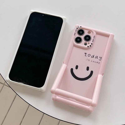 Cute Phone Cases - Lucky Happy Smile Holder Stand Case for iPhone 15/14/13/12 Pro Max - TSP292 - Touchy Style