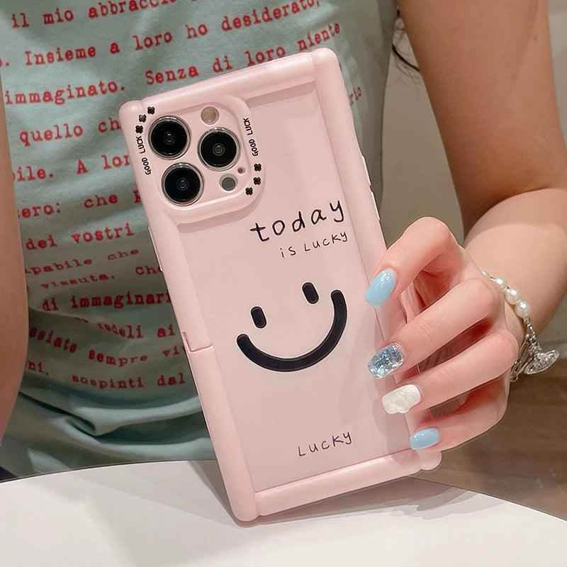 Cute Phone Cases - Lucky Happy Smile Holder Stand Case for iPhone 15/14/13/12 Pro Max - TSP292 - Touchy Style