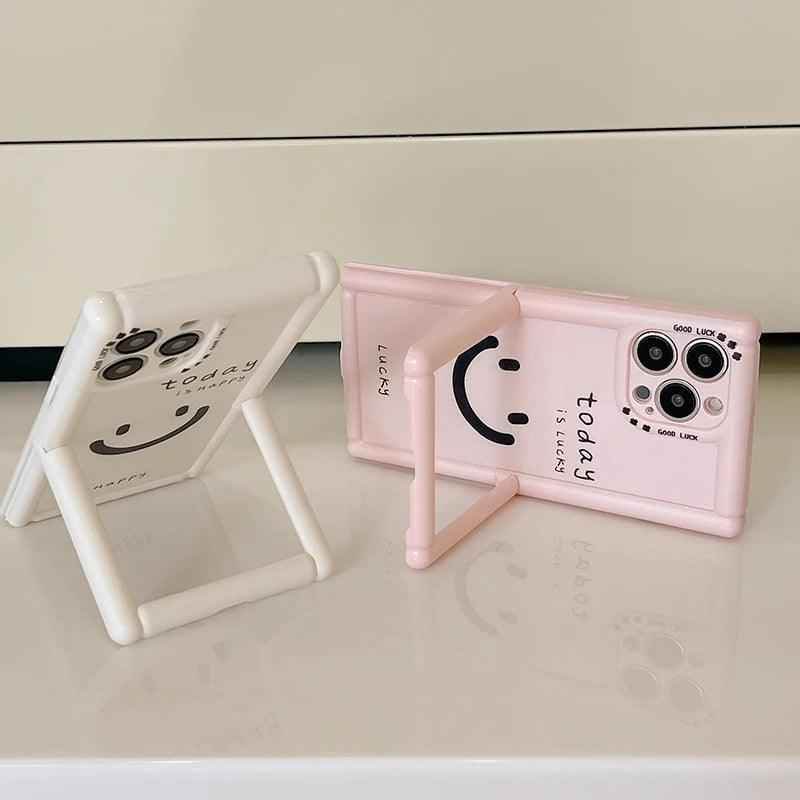 Cute Phone Cases - Lucky Happy Smile Holder Stand Case for iPhone 15/14/13/12 Pro Max - TSP292 - Touchy Style