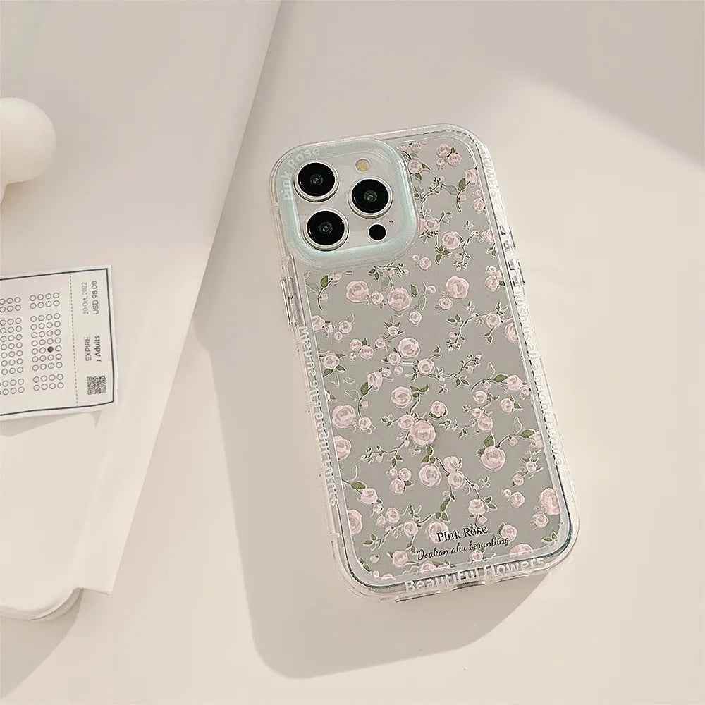 Cute Phone Cases: Pink Rose Makeup Mirror for iPhone 15 Pro Max, 14, 13, 12, and 11 - TSP300 - Touchy Style