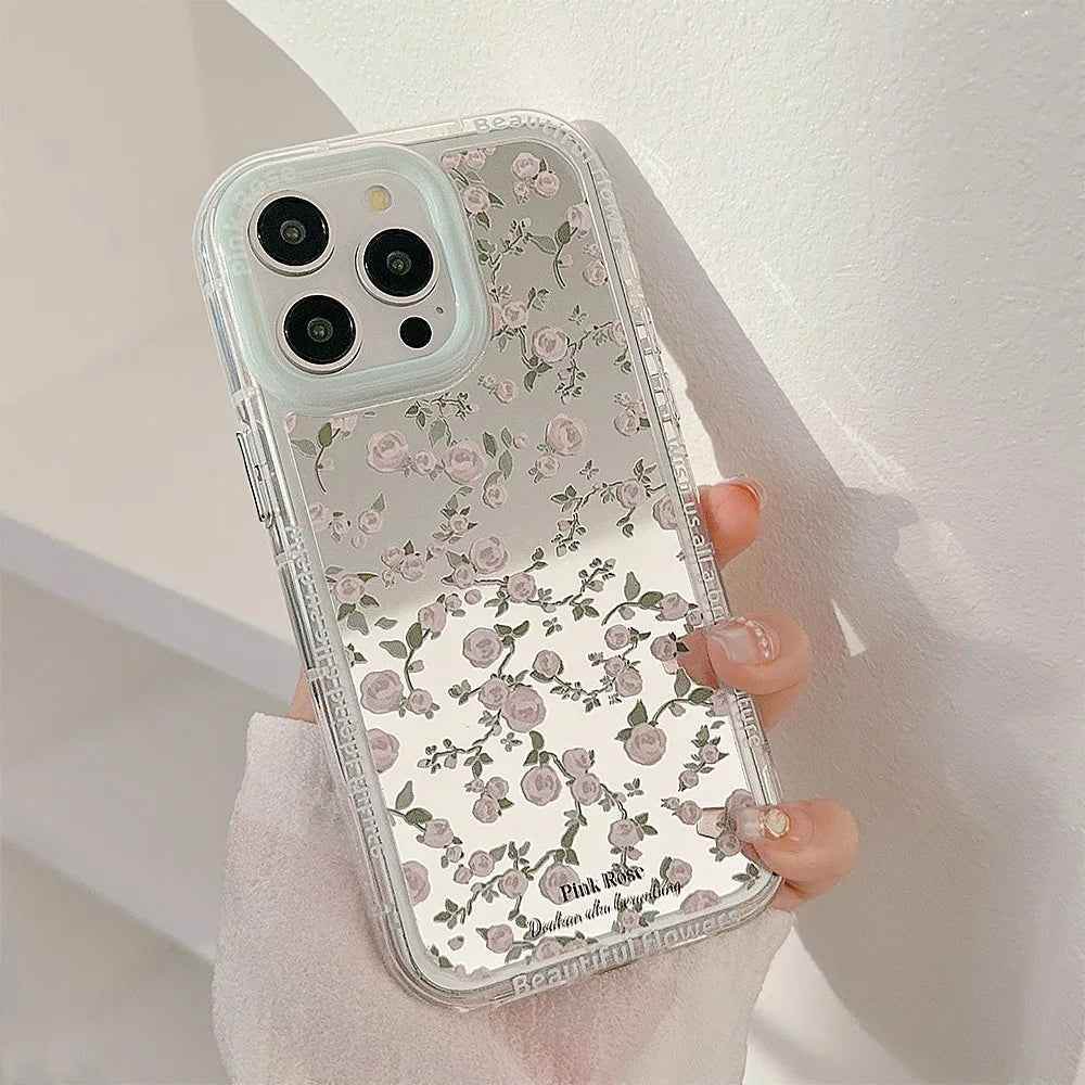 Cute Phone Cases: Pink Rose Makeup Mirror for iPhone 15 Pro Max, 14, 13, 12, and 11 - TSP300 - Touchy Style