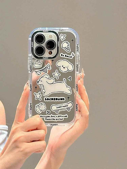 Cute Phone Cases: Sweet White Puppy Mirror Case for iPhone 15 Pro Max &amp; 14/13/12 - TSP302 - Touchy Style