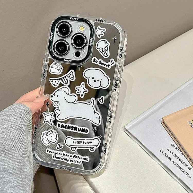 Cute Phone Cases: Sweet White Puppy Mirror Case for iPhone 15 Pro Max &amp; 14/13/12 - TSP302 - Touchy Style