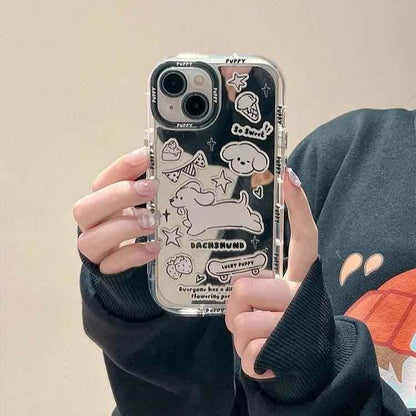 Cute Phone Cases: Sweet White Puppy Mirror Case for iPhone 15 Pro Max &amp; 14/13/12 - TSP302 - Touchy Style