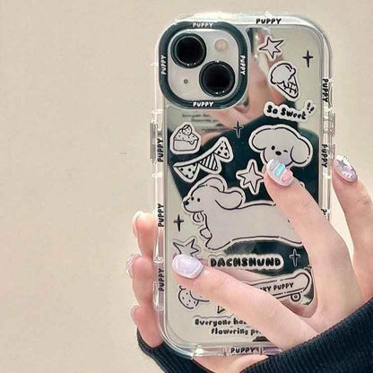 Cute Phone Cases: Sweet White Puppy Mirror Case for iPhone 15 Pro Max &amp; 14/13/12 - TSP302 - Touchy Style