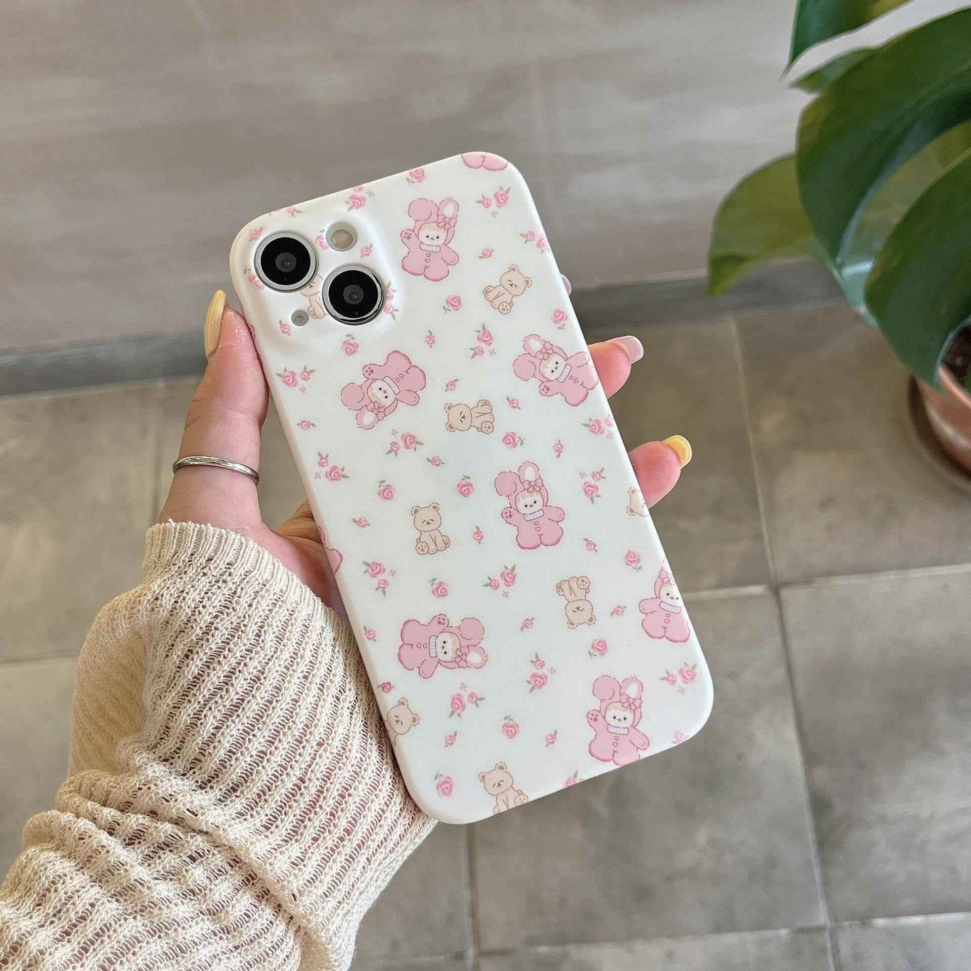 Cute Rabbit Pajamas Bear Cartoon Phone Cases for iPhone 11 Pro Max, 12, 13, 14 - Touchy Style
