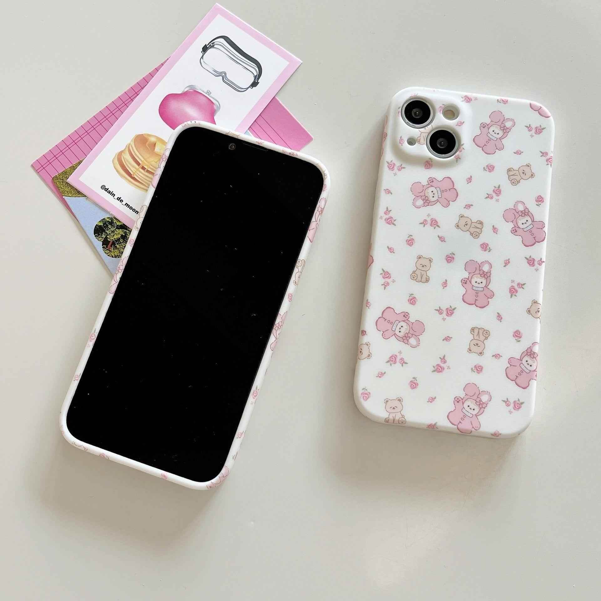 Cute Rabbit Pajamas Bear Cartoon Phone Cases for iPhone 11 Pro Max, 12, 13, 14 - Touchy Style .