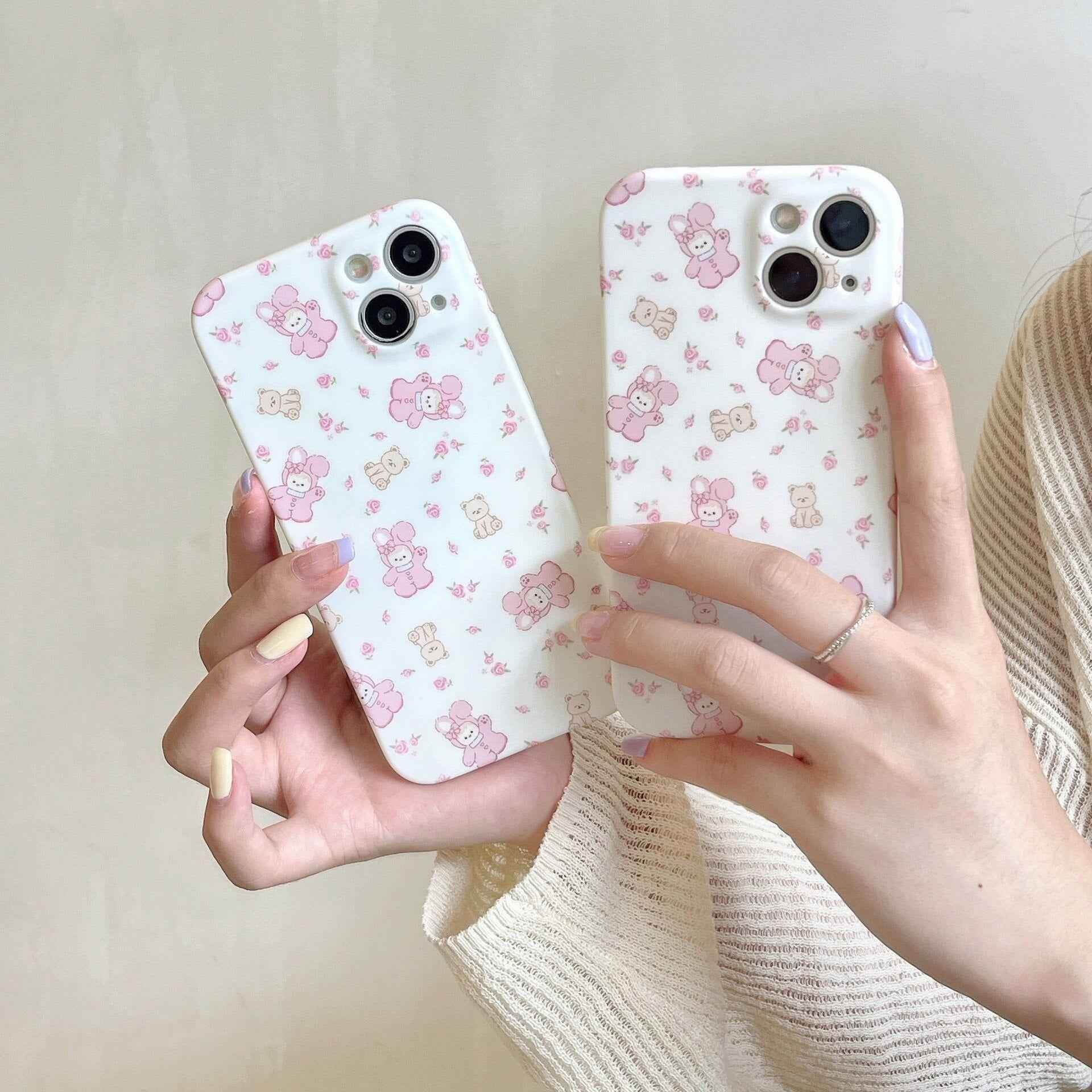 Cute Rabbit Pajamas Bear Cartoon Phone Cases for iPhone 11 Pro Max, 12, 13, 14 - Touchy Style .