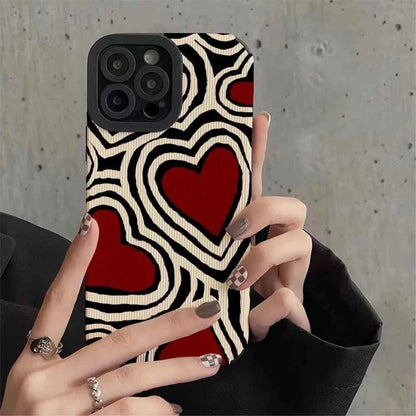 Cute Red Hearts Phone Case for iPhone 7, 8, 11, 12, 13, 14, 14 Pro, 15 Pro Max, X, XR, XS Max, SE, and Mini - Touchy Style