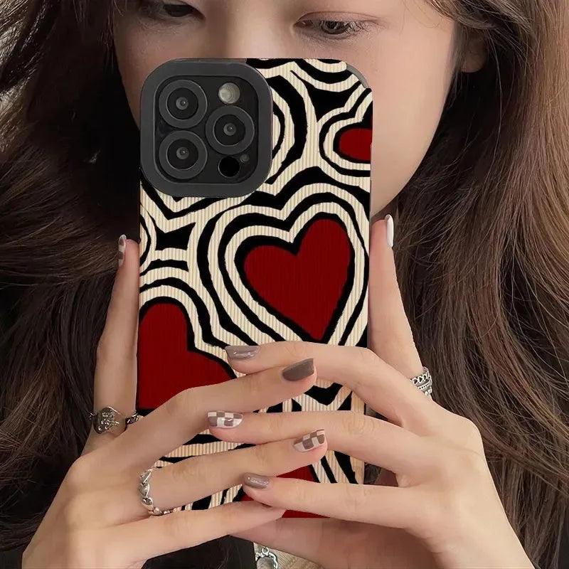 Cute Red Hearts Phone Case for iPhone 7, 8, 11, 12, 13, 14, 14 Pro, 15 Pro Max, X, XR, XS Max, SE, and Mini - Touchy Style