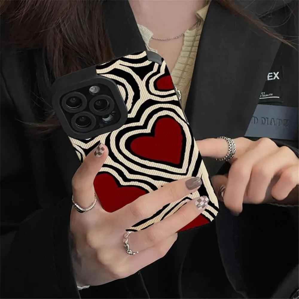 Cute Red Hearts Phone Case for iPhone 7, 8, 11, 12, 13, 14, 14 Pro, 15 Pro Max, X, XR, XS Max, SE, and Mini - Touchy Style