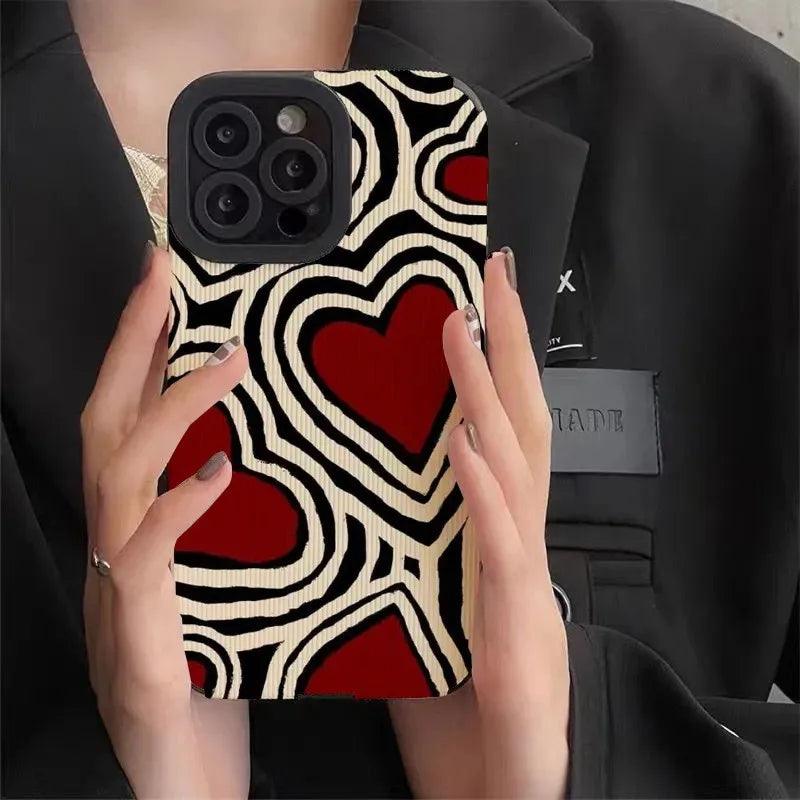 Cute Red Hearts Phone Case for iPhone 7, 8, 11, 12, 13, 14, 14 Pro, 15 Pro Max, X, XR, XS Max, SE, and Mini - Touchy Style