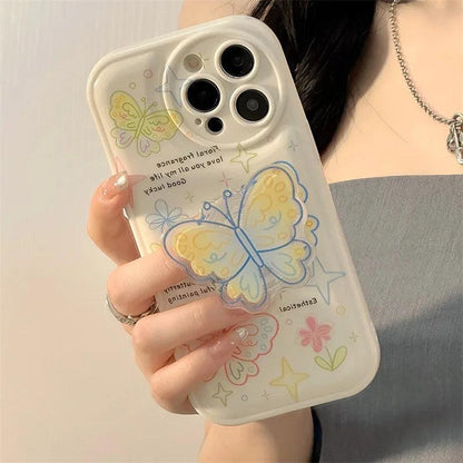 Cute Retro Butterfly Cartoon Phone Cases for iPhone 14, 13, 12, 11 Pro Max, XR, XS Max, 7, 8, and 14 Plus - Touchy Style .