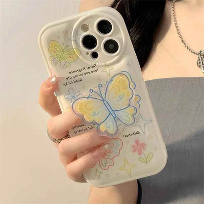 Cute Retro Butterfly Cartoon Phone Cases for iPhone 14, 13, 12, 11 Pro Max, XR, XS Max, 7, 8, and 14 Plus - Touchy Style