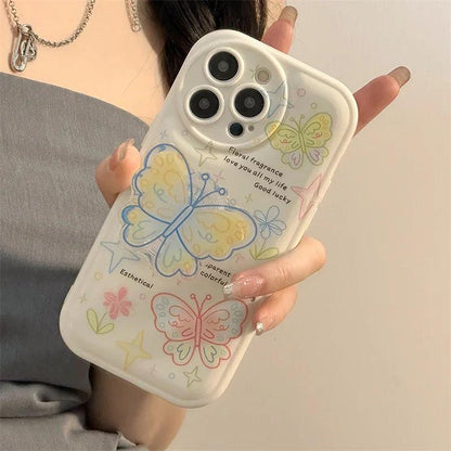 Cute Retro Butterfly Cartoon Phone Cases for iPhone 14, 13, 12, 11 Pro Max, XR, XS Max, 7, 8, and 14 Plus - Touchy Style .