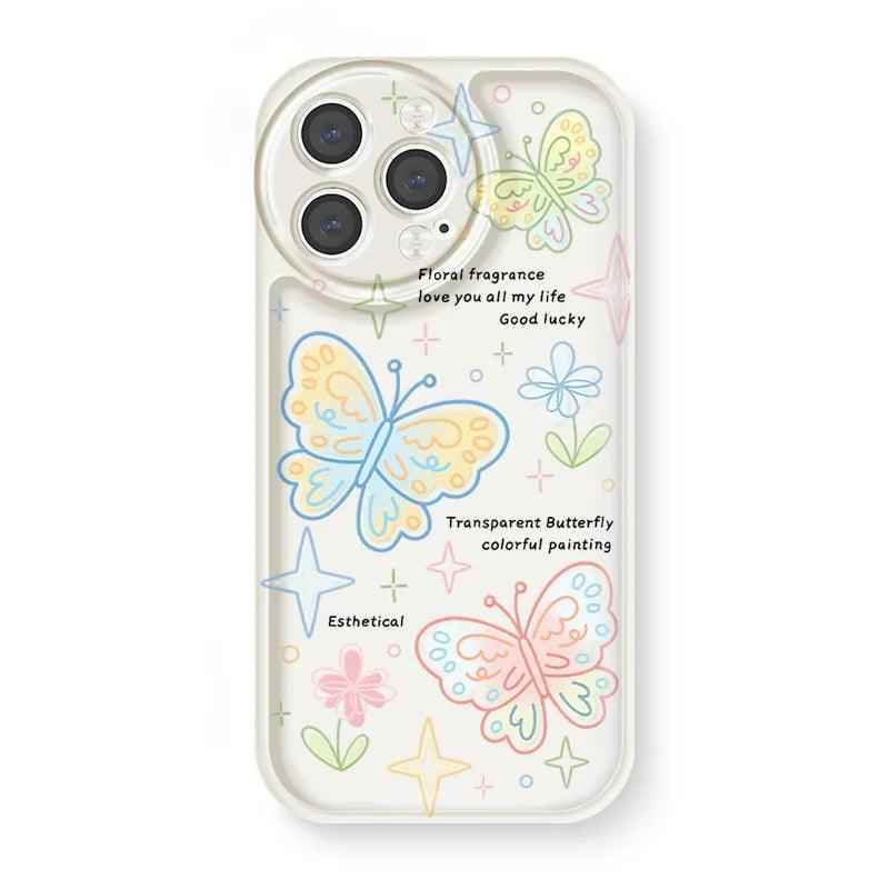 Cute Retro Butterfly Cartoon Phone Cases for iPhone 14, 13, 12, 11 Pro Max, XR, XS Max, 7, 8, and 14 Plus - Touchy Style