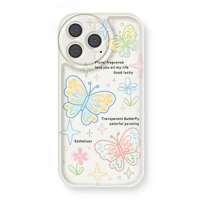 Cute Retro Butterfly Cartoon Phone Cases for iPhone 14, 13, 12, 11 Pro Max, XR, XS Max, 7, 8, and 14 Plus - Touchy Style