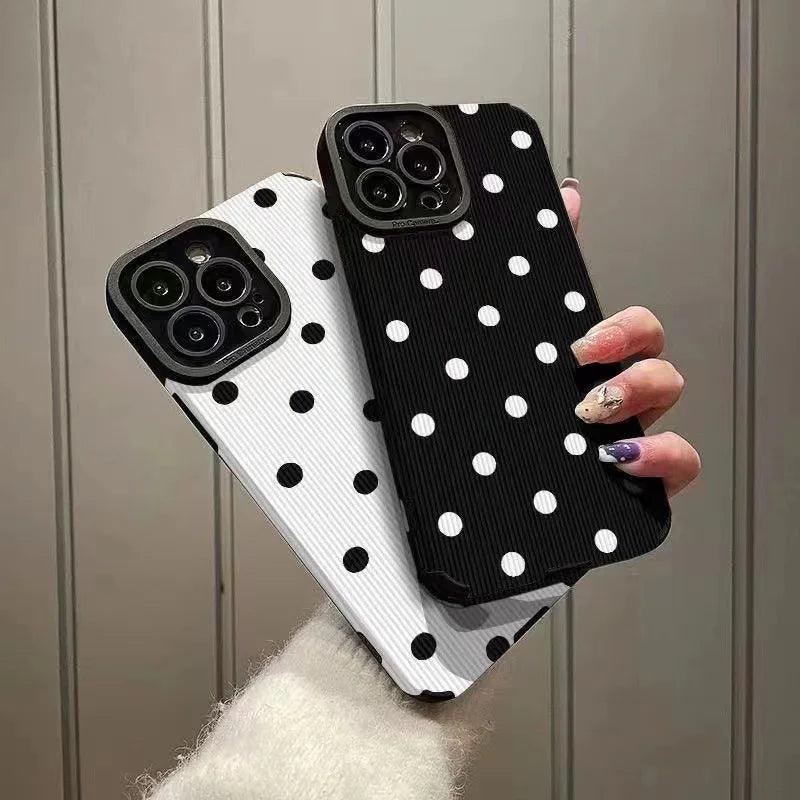 Cute Simple Polka Dots Phone Case for iPhone 15, 14, 13, 12, 11 Pro Max, 15, 14, 13 Mini, X, XR, XS Max, 7, 8 Plus - Touchy Style .