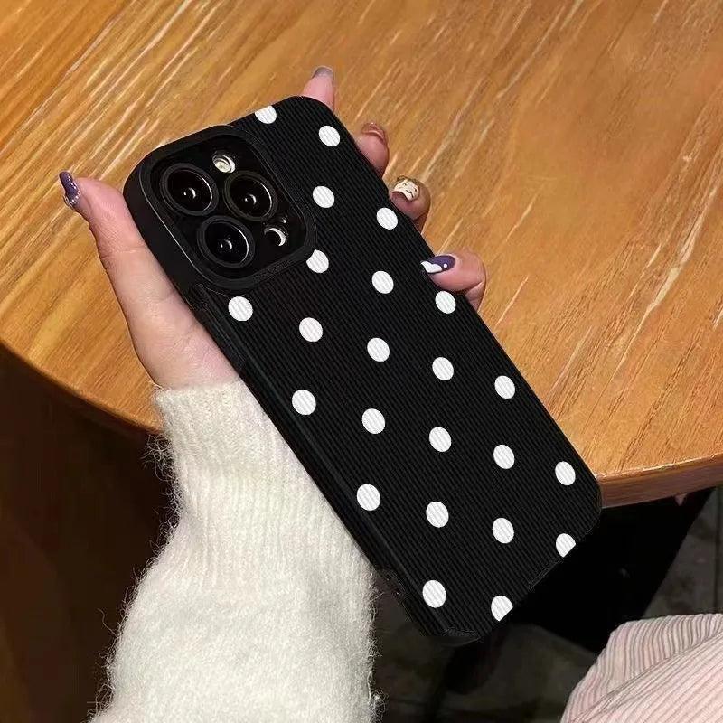 Cute Simple Polka Dots Phone Case for iPhone 15, 14, 13, 12, 11 Pro Max, 15, 14, 13 Mini, X, XR, XS Max, 7, 8 Plus - Touchy Style .