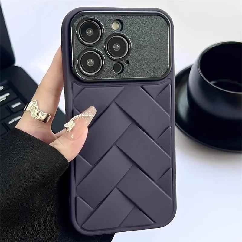 Cute Soft Weave Pattern Phone Case for iPhone 15, 11-14 Pro Max - Touchy Style .