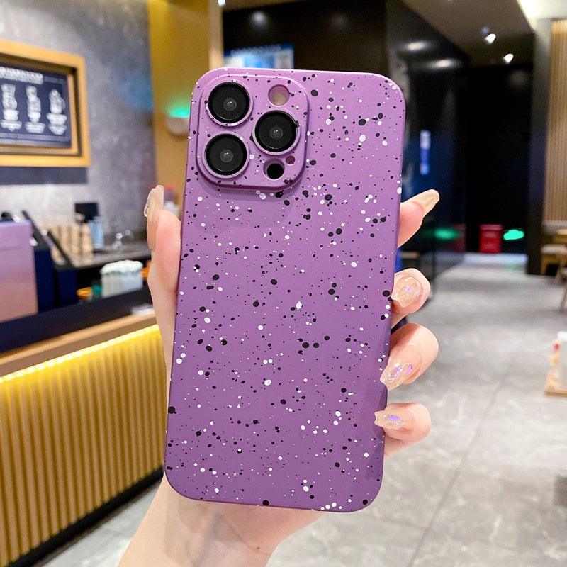 Cute Solid Color Ink Dot Phone Case Cover for iPhone 11, 12, 13, 14 Pro Max, and 14 Plus - Touchy Style .