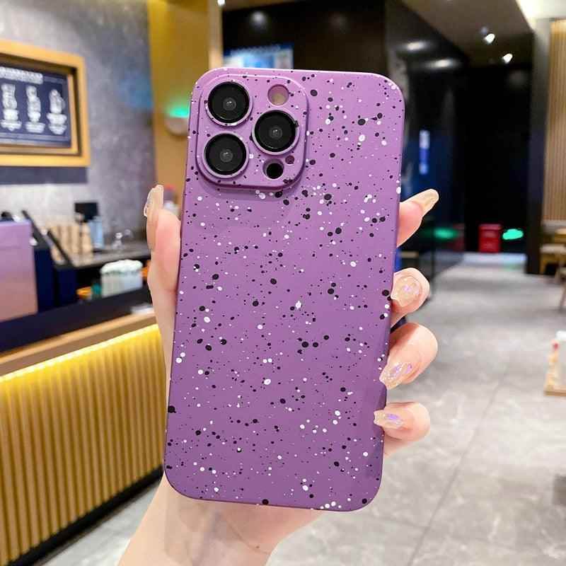 Cute Solid Color Ink Dot Phone Case Cover for iPhone 11, 12, 13, 14 Pro Max, and 14 Plus - Touchy Style