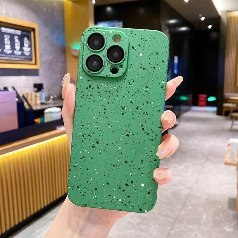 Cute Solid Color Ink Dot Phone Case Cover for iPhone 11, 12, 13, 14 Pro Max, and 14 Plus - Touchy Style .