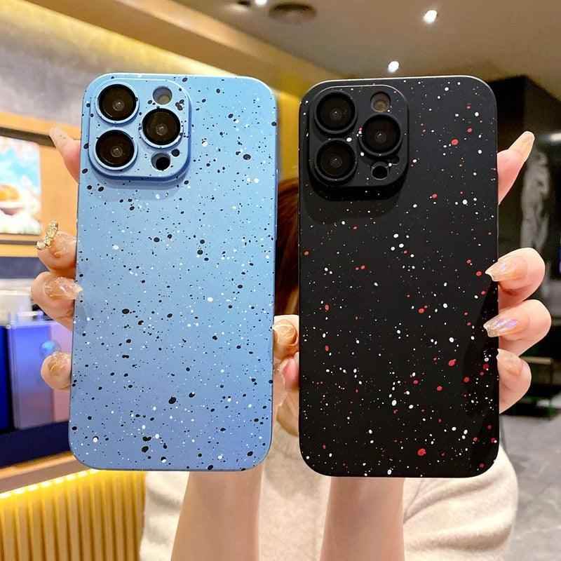 Cute Solid Color Ink Dot Phone Case Cover for iPhone 11, 12, 13, 14 Pro Max, and 14 Plus - Touchy Style
