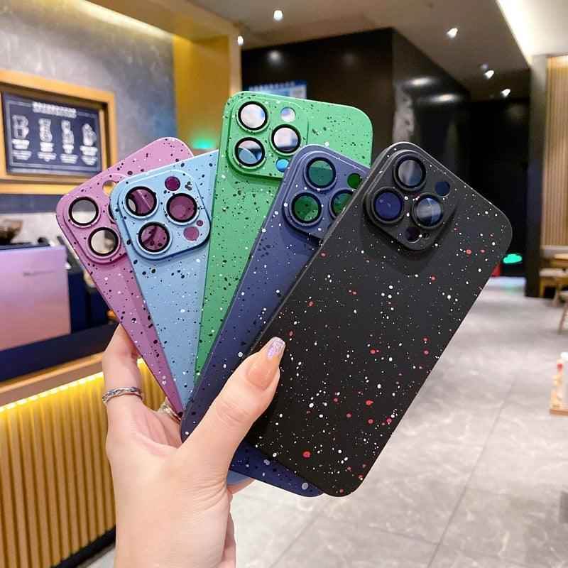 Cute Solid Color Ink Dot Phone Case Cover for iPhone 11, 12, 13, 14 Pro Max, and 14 Plus - Touchy Style