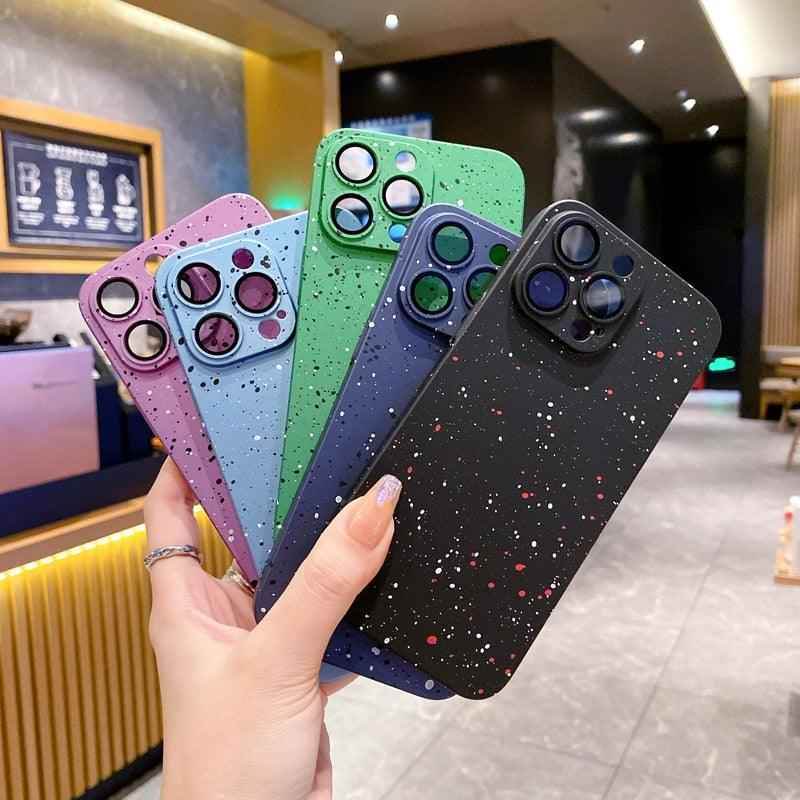 Cute Solid Color Ink Dot Phone Case Cover for iPhone 11, 12, 13, 14 Pro Max, and 14 Plus - Touchy Style .