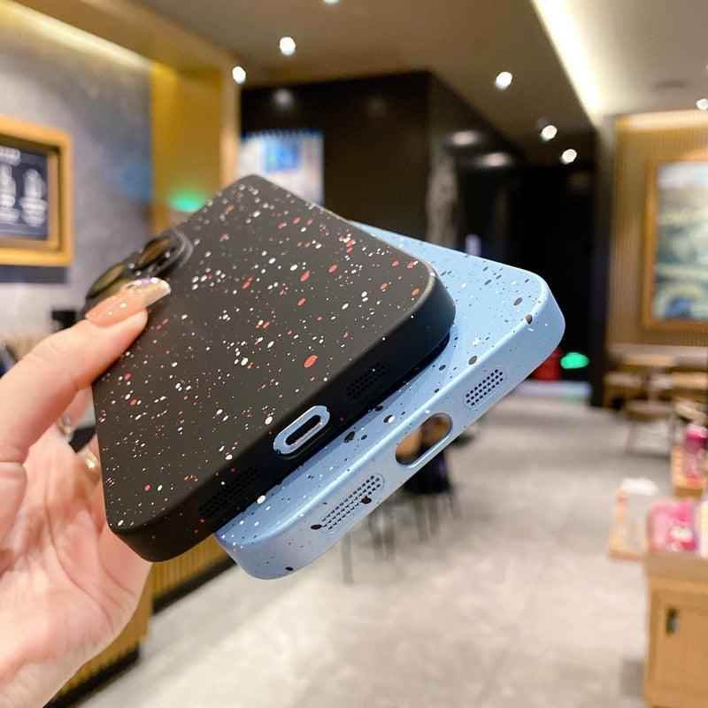 Cute Solid Color Ink Dot Phone Case Cover for iPhone 11, 12, 13, 14 Pro Max, and 14 Plus - Touchy Style