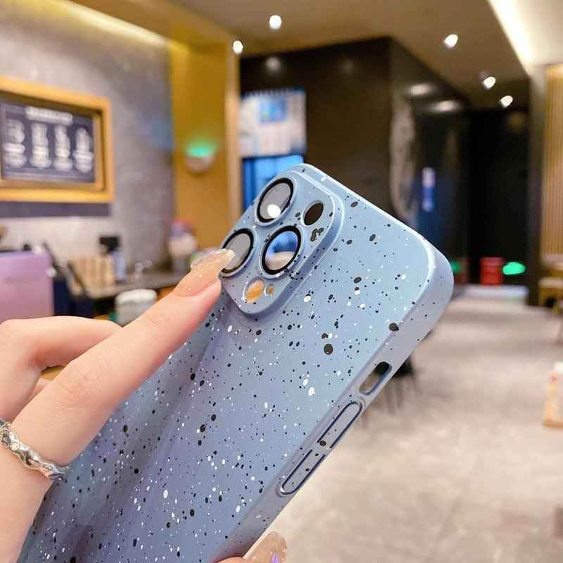 Cute Solid Color Ink Dot Phone Case Cover for iPhone 11, 12, 13, 14 Pro Max, and 14 Plus - Touchy Style