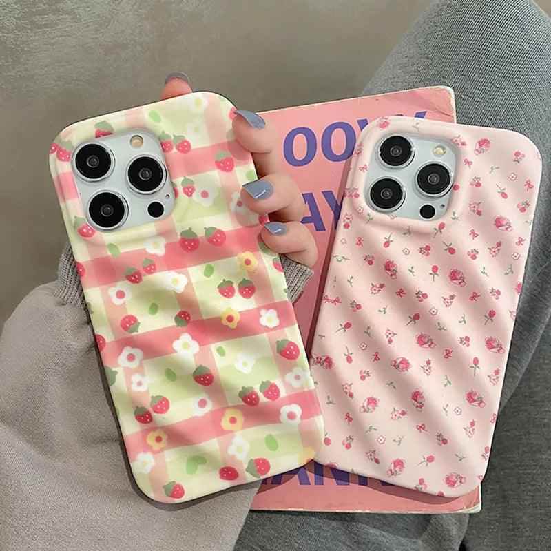 Cute Strawberry Flowers Phone Case for iPhone 11, 12, 13, 14 Pro Max - Touchy Style .