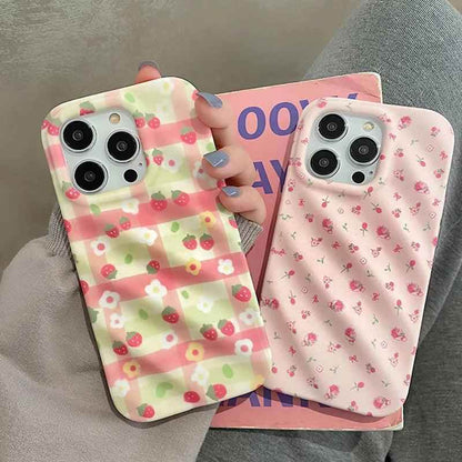 Cute Strawberry Flowers Phone Case for iPhone 11, 12, 13, 14 Pro Max - Touchy Style