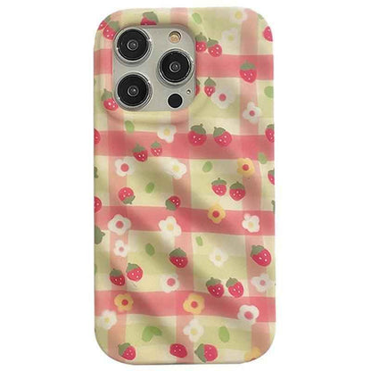 Cute Strawberry Flowers Phone Case for iPhone 11, 12, 13, 14 Pro Max - Touchy Style