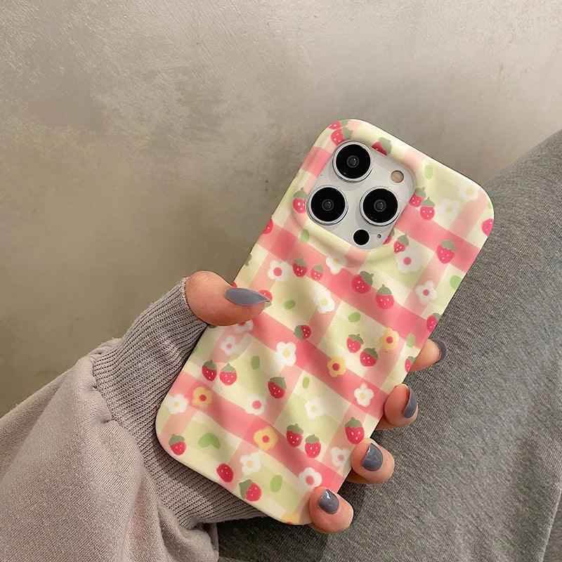 Cute Strawberry Flowers Phone Case for iPhone 11, 12, 13, 14 Pro Max - Touchy Style .